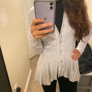 Grey Peplum Bordeaux Cardigan